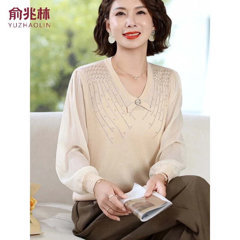 俞兆林气质妈妈秋装打底小衫妈妈装新款中老年女装春秋季洋气纱