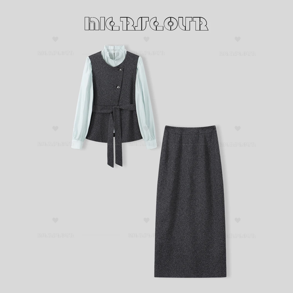 新款简约设计感马甲气质套装59570
