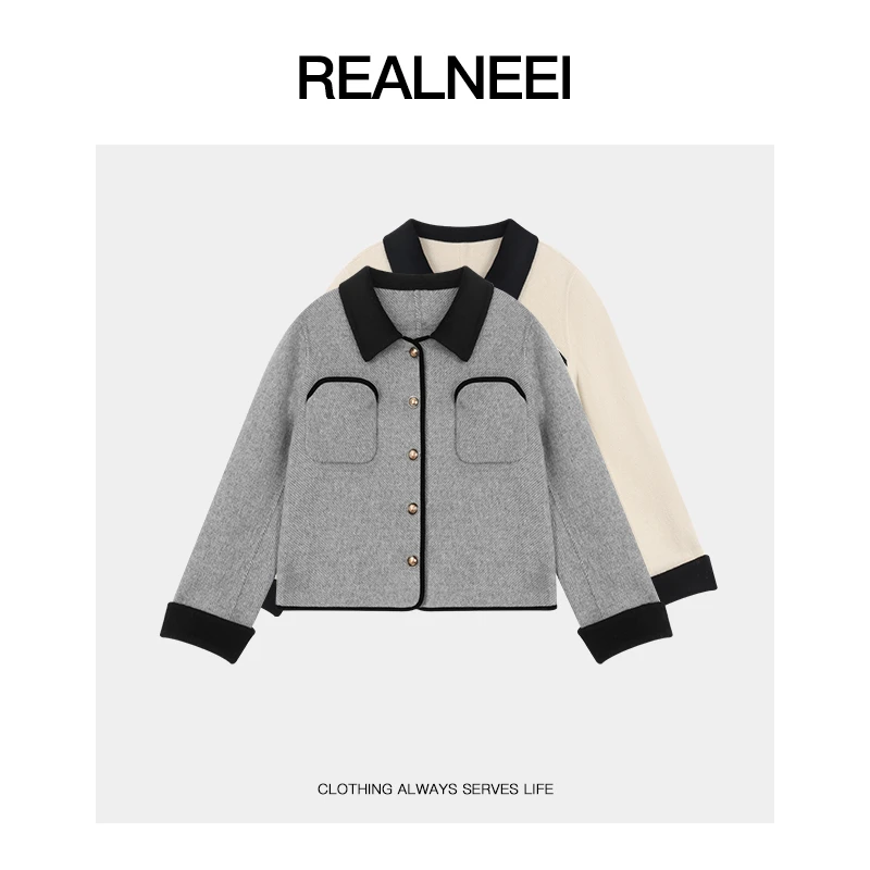 REALNEEI【苏里】羊毛新款高定撞色翻领小香外套X2308
