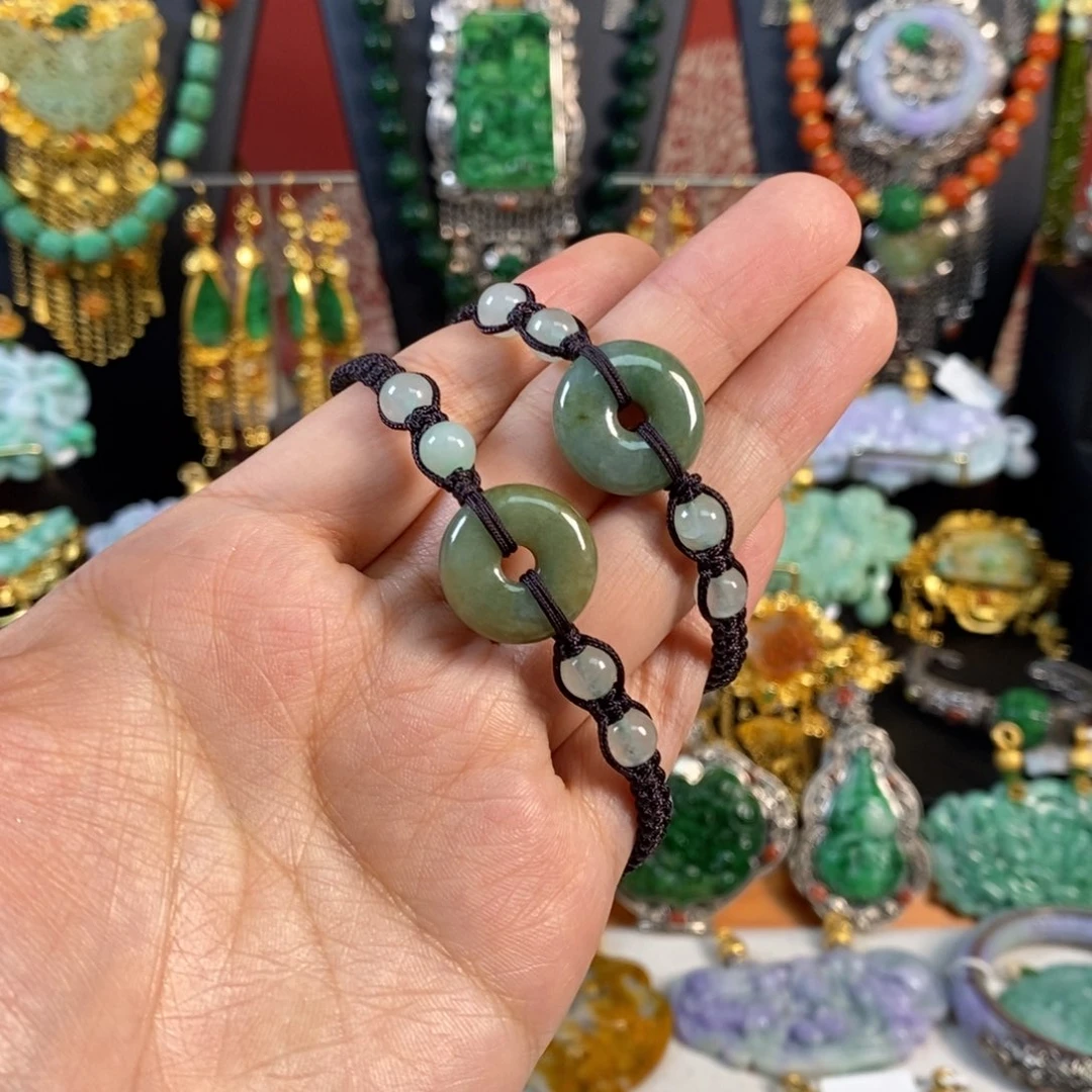 翡翠手链未镶嵌平安扣 随机发一