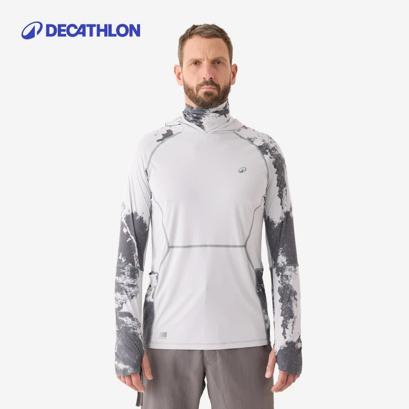 迪卡侬CAPERLAN 钓鱼运动连帽户外防晒T恤 900系列357838