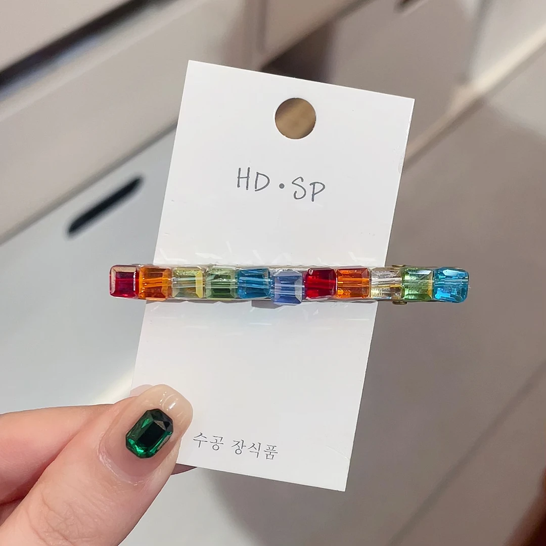 韩国彩色水钻发夹（一对）