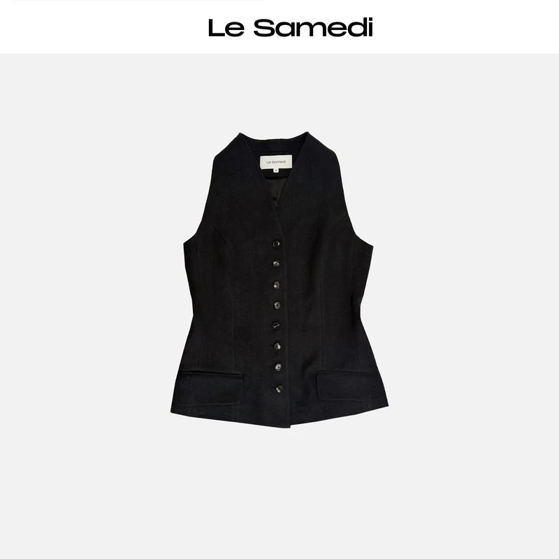 Le Samedi【夜访威廉】剪裁得体 雅致收腰排扣单门襟马甲