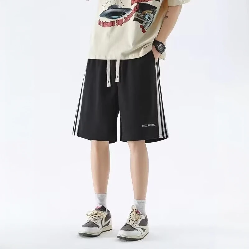 仓石一树侧边条纹篮球运动短裤男夏季青少年跑步宽松轻奢痞帅男装