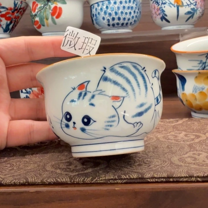 釉下手绘茶具微瑕