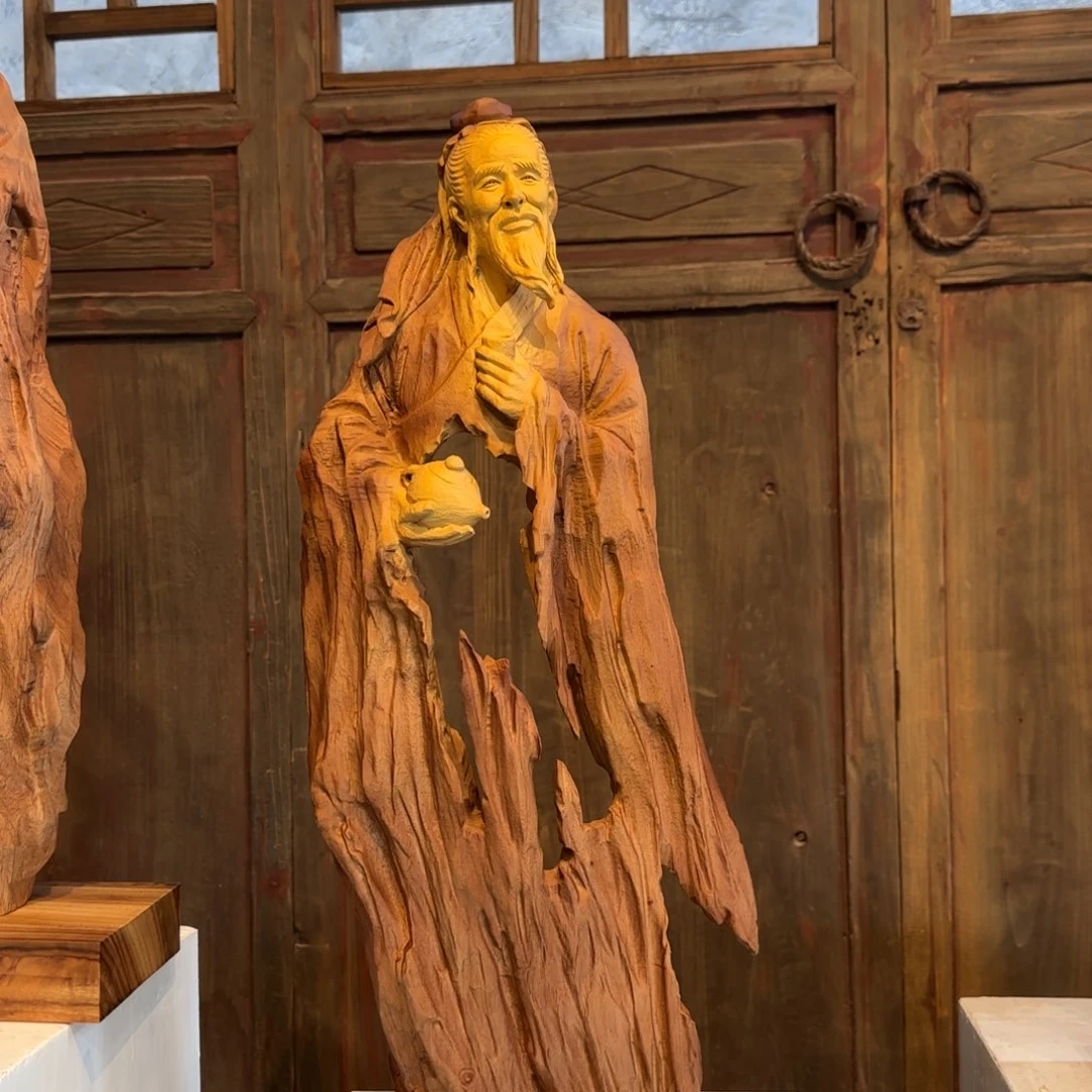 专***料香樟木香樟木茶圣陆羽摆件