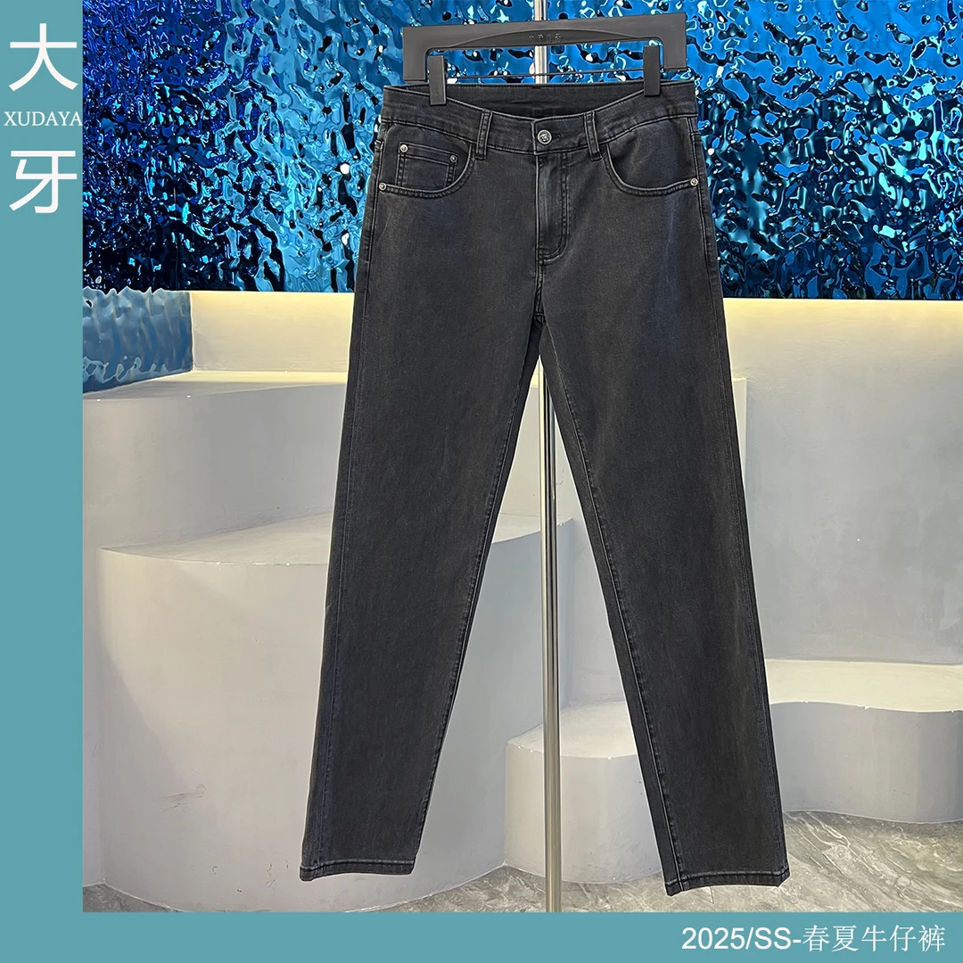 【大牙】510#格雷灰色牛仔裤男2025春夏男时尚百搭弹力修身小直筒