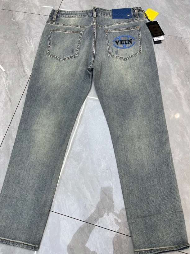 小直筒夏季欧货牛仔6874拉链春夏牛仔裤男装休闲蓝色慵懒风