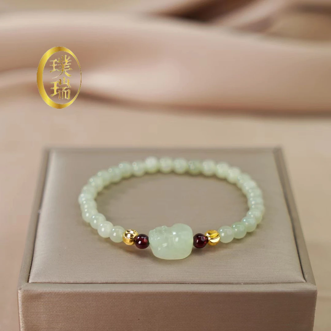 天然和田玉貔貅贵气单圈手链 多样性发一SL369