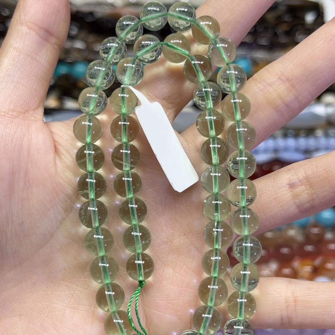 玛瑙/玉髓散珠天然绿莹卡8.2长条38厘米