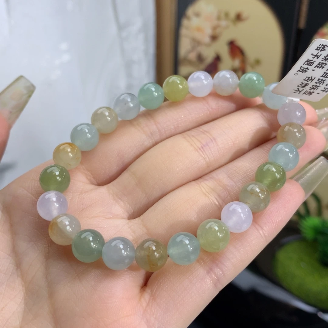 翡翠手链未镶嵌卡8.0冰润胶多宝（有纹）