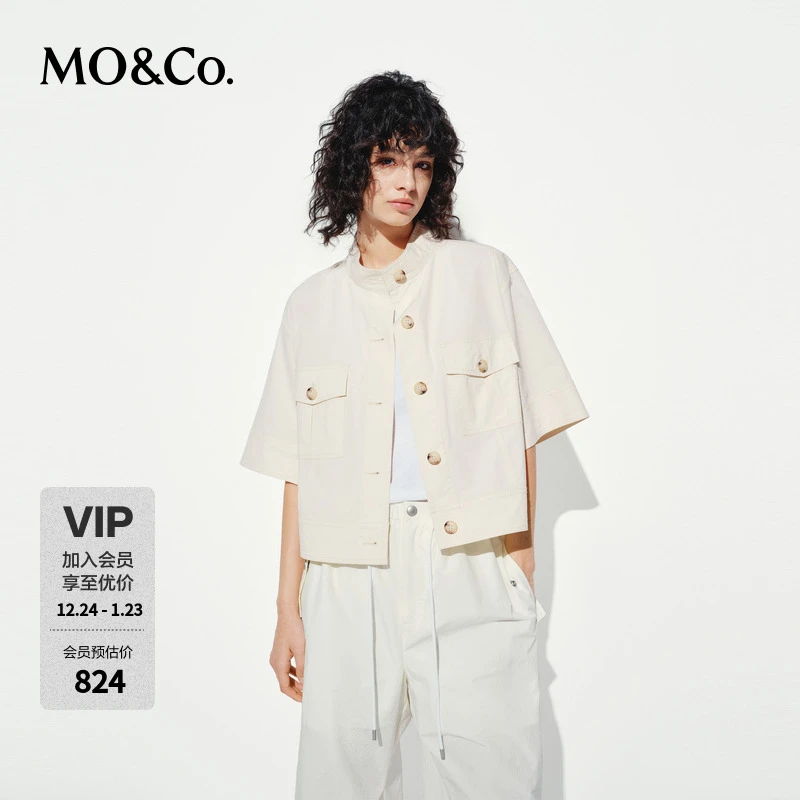 【moco李斯丹妮同款】夹克2025夏新品短箱型工装外套MBE2JKT002