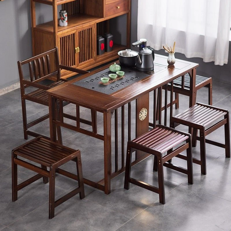 新疆包邮阳台办公室茶桌小型家用桌椅组合烧水壶一体套新中式湿炮