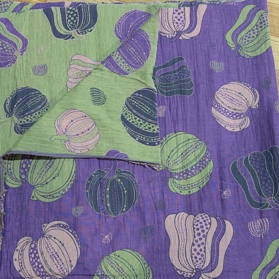 南瓜 紫绿色1.6米✖️2.5米 纯棉双层纱面料 布头