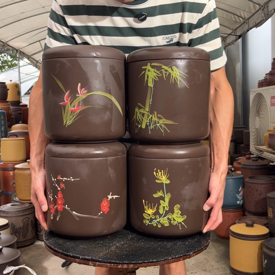 紫砂茶叶罐梅兰竹菊