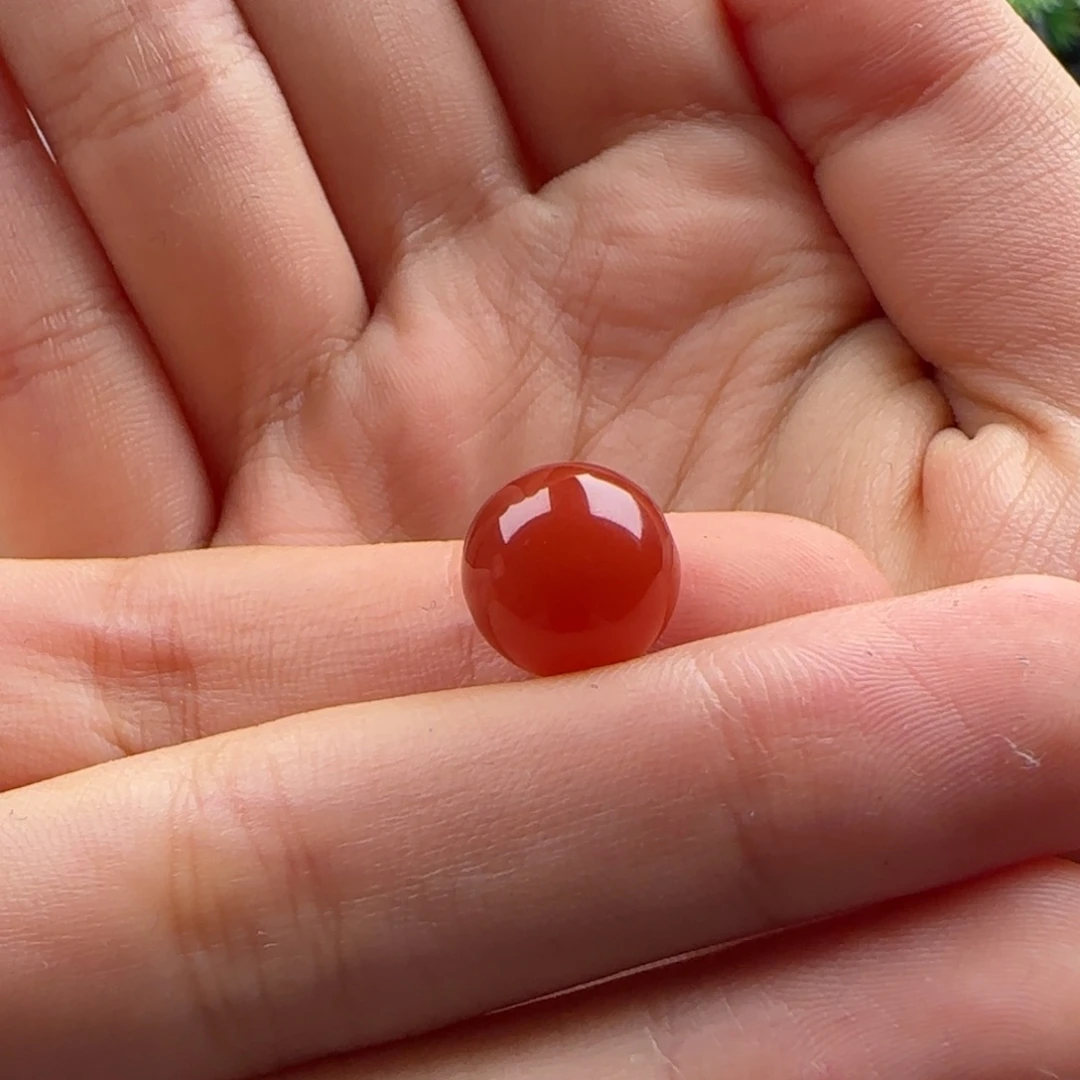 南红玛瑙未镶嵌圆珠11.3辣椒红有水线