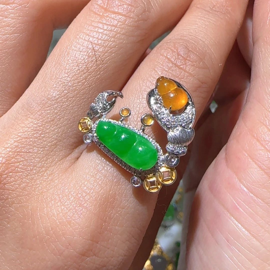 【闪购商品】翡翠戒指18K金镶嵌缅甸