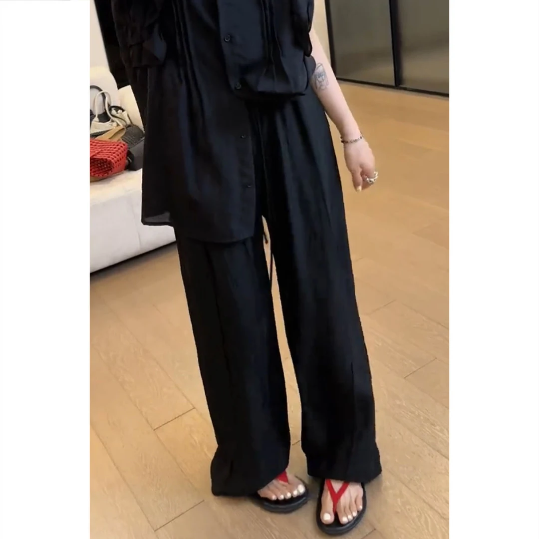 艾塔莉夏季新款直筒休闲裤通勤舒适长裤显瘦宽松修饰腿型遮肉百搭