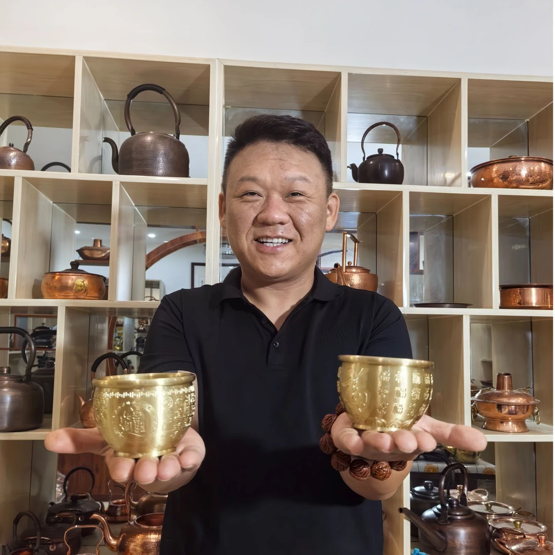 小牛铜艺纯黄铜米缸百福缸摆件聚宝盆家居装饰