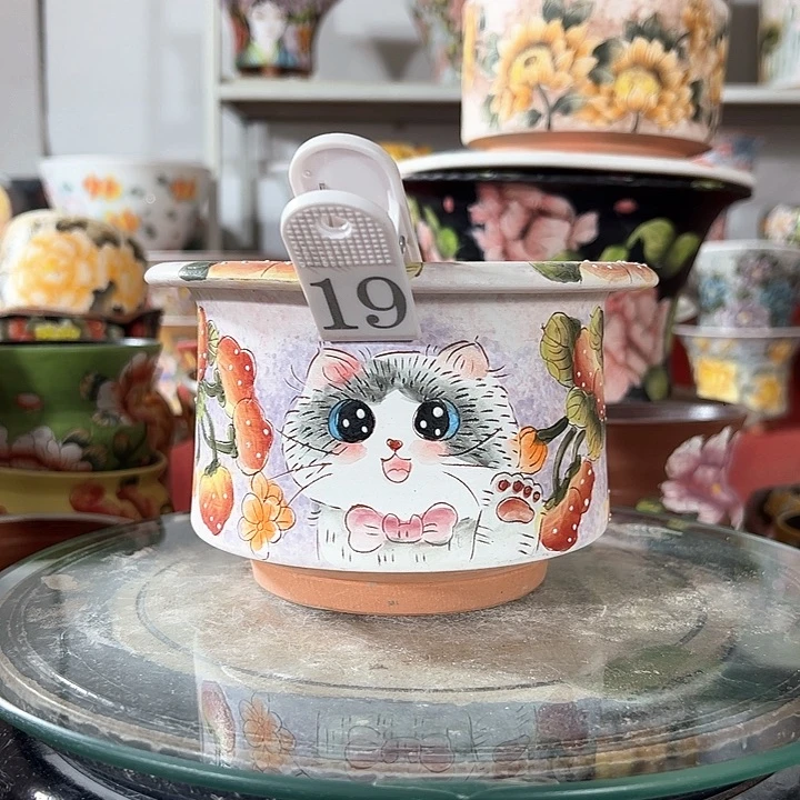 景德镇手绘花盆幸运花盆
