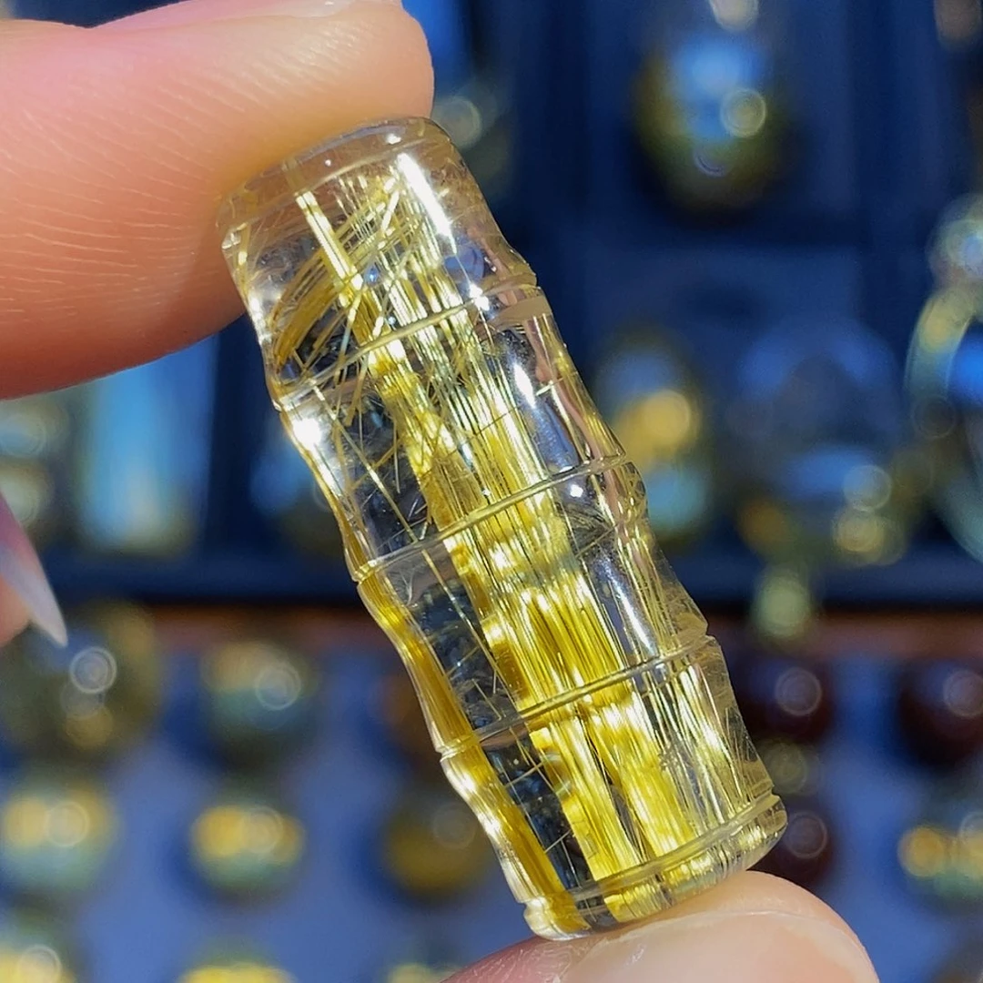 未镶嵌颈饰水晶天然钛晶板钛竹节吊坠