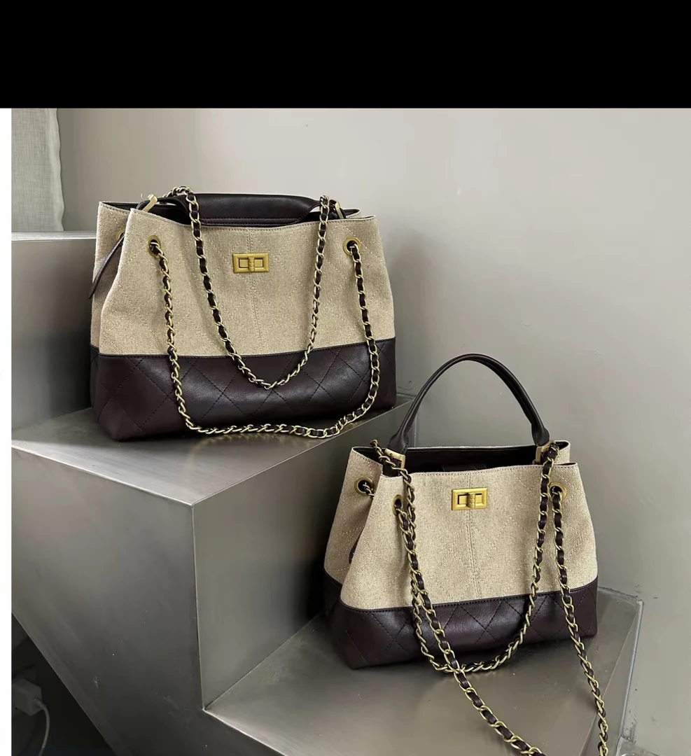 （遇见）新款亚麻轻奢小香风流浪包复古链条包百搭时尚斜挎包25174