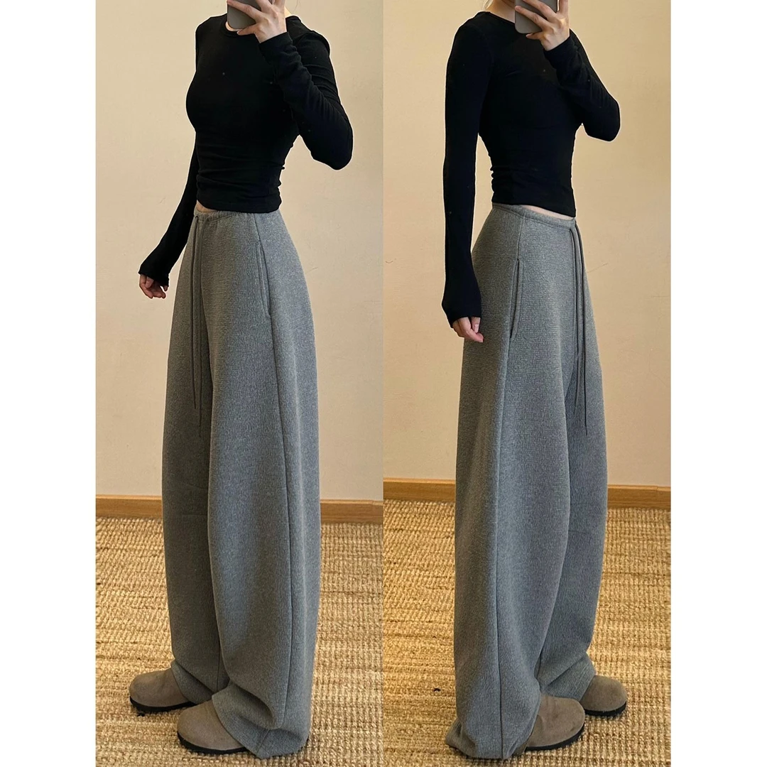 韩版简约设计感长袖圆领正肩t恤女春秋季修身显瘦打底衫ins潮上衣