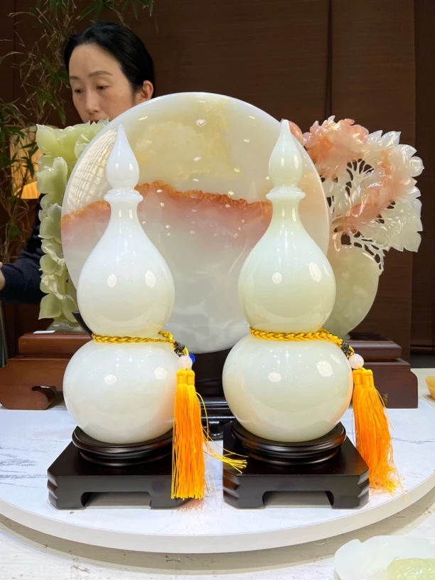 精品天然玉石葫芦摆件