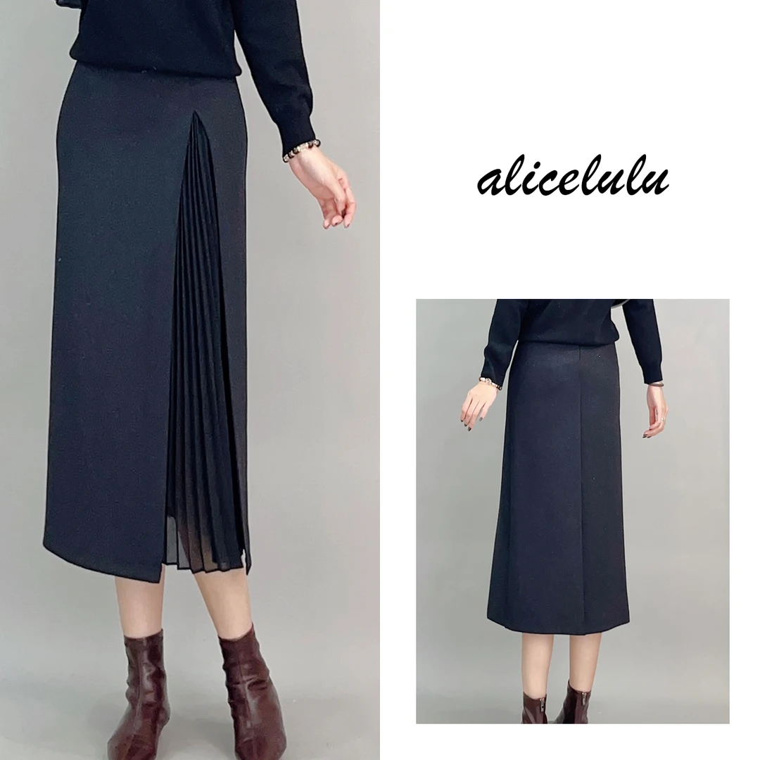 4 ALICE 步步生风半身裙 优雅百褶 通勤拼接 S622083A