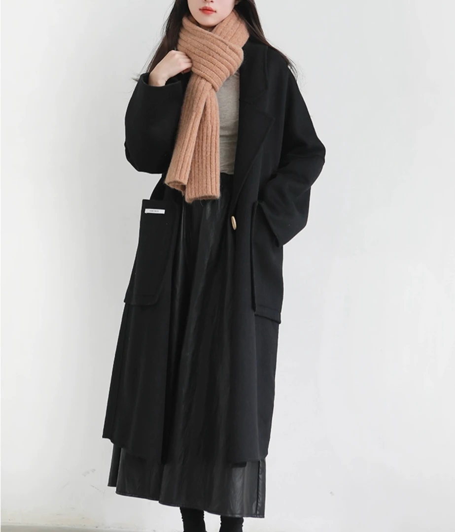 中长款毛呢外套女百搭宽松加厚