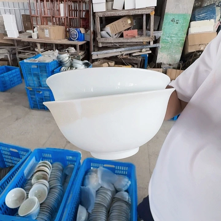 景德镇高温陶瓷玉泥胎6寸面碗2个