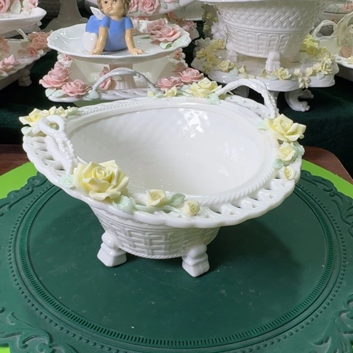 玫瑰花高脚提篮深盘