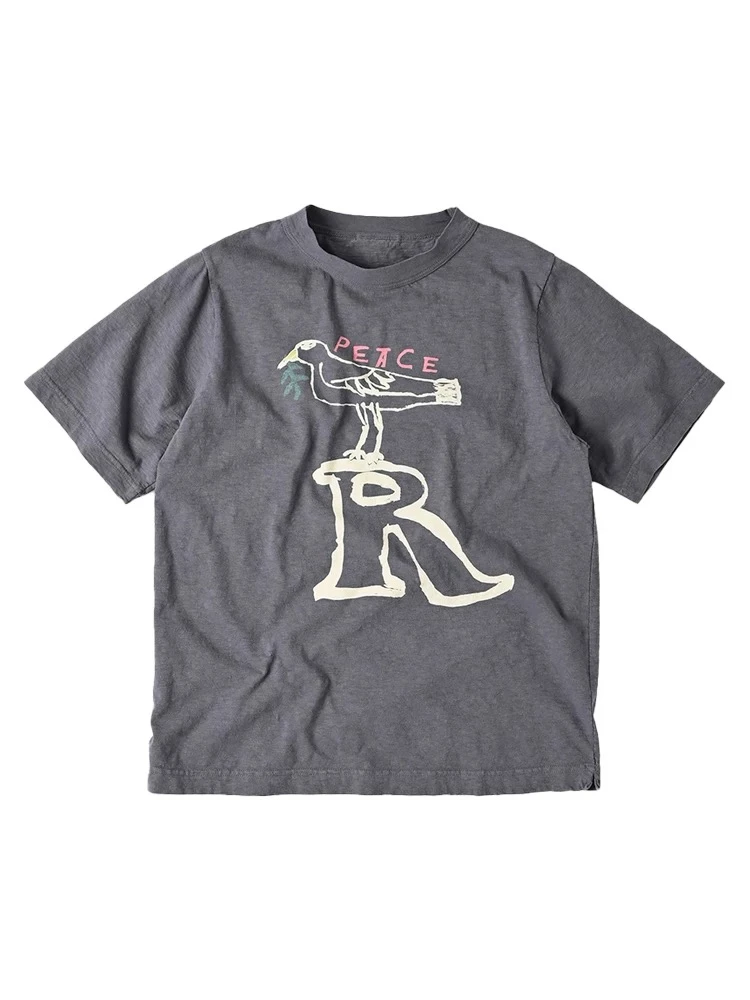 Roi-Zhang【年中大促】45R25年新款100竹节棉小鸟字母T恤-2025R022