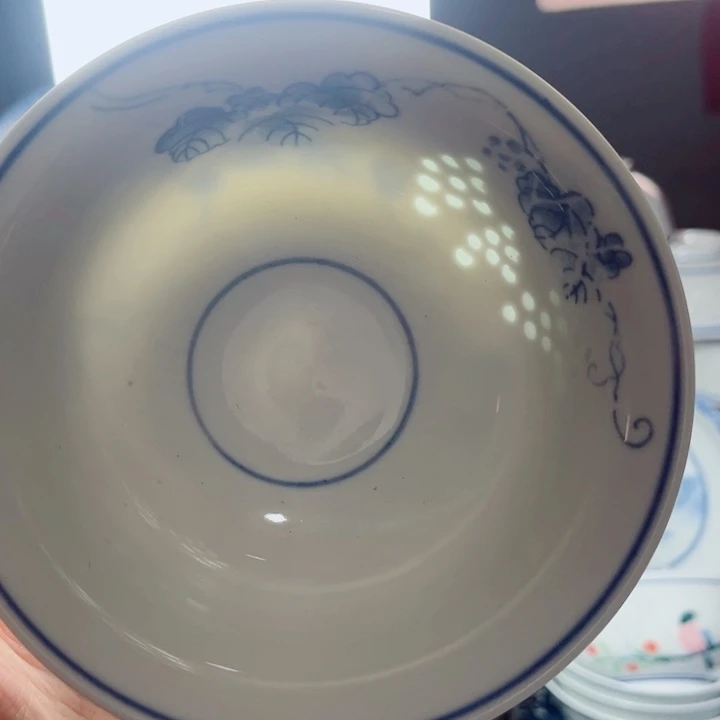青花玲珑6寸饭碗葡萄