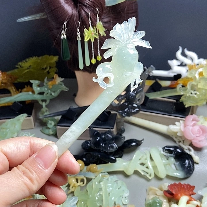 岫玉未镶嵌发簪发簪