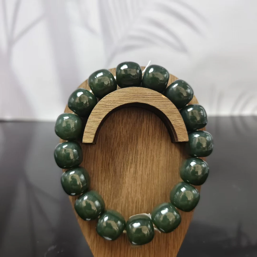 Q和田玉且末桶珠手串（卡14）0592