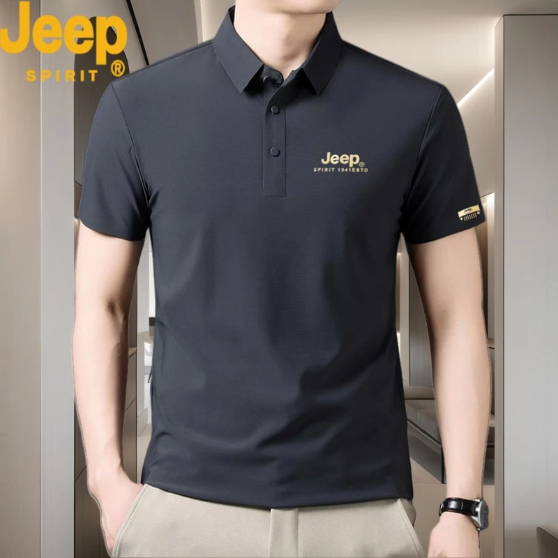 Jeep SPIRIT夏季冰丝polo衫男款翻领薄款凉感T恤短袖男装