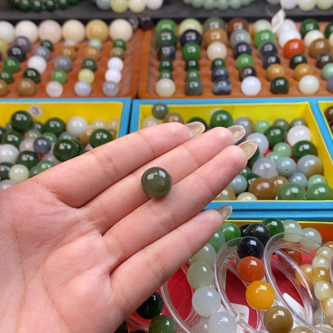 和田玉未镶嵌珠宝奇石福利青海豆青单珠z12