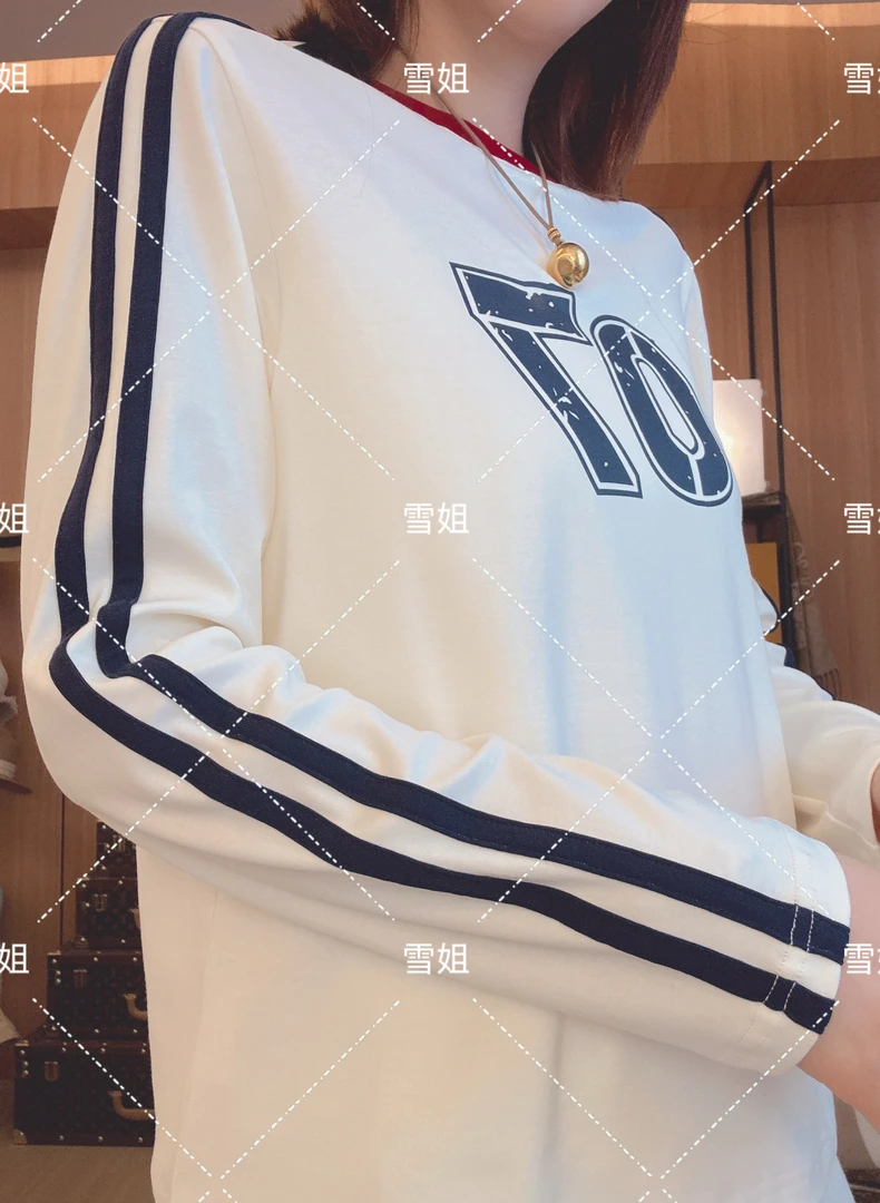 雪姐服饰「07号T恤」休闲设计感撞色圆领T恤美式宽松百搭上衣长袖