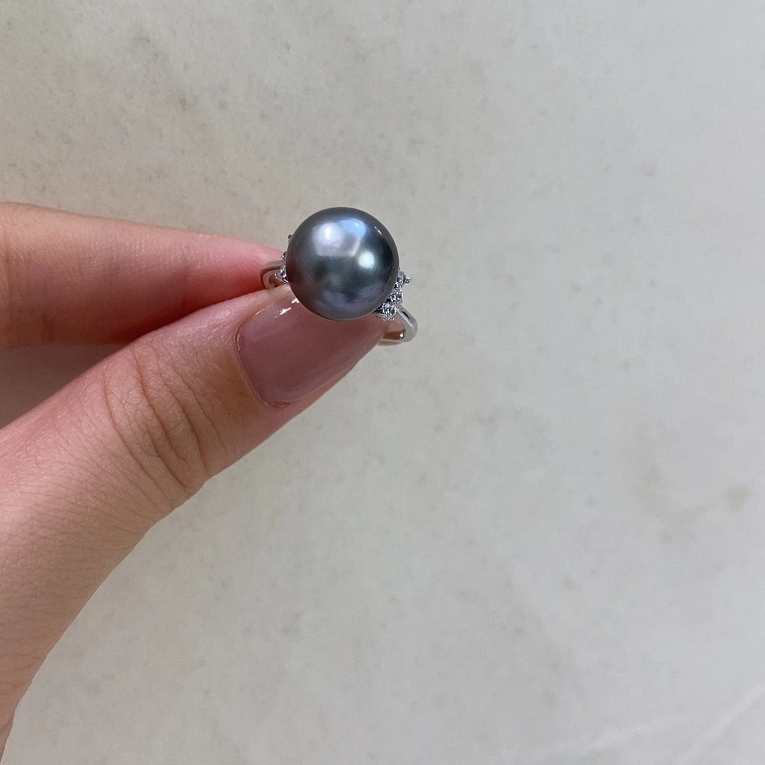 银S925镶嵌海水珍珠戒指-11-12