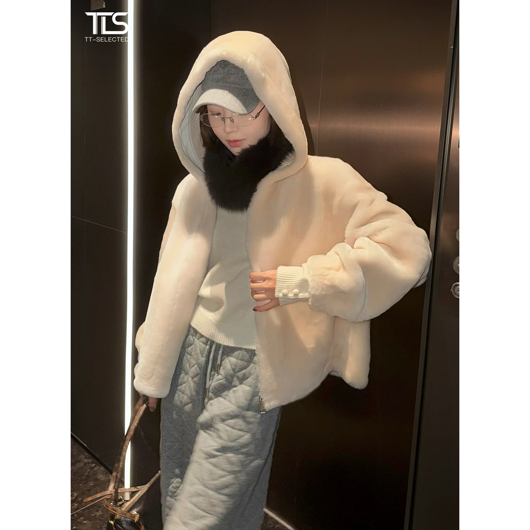 TT【奶兔】100%土耳其进口美利奴羊毛皮毛一体两面穿皮草外套PC5133