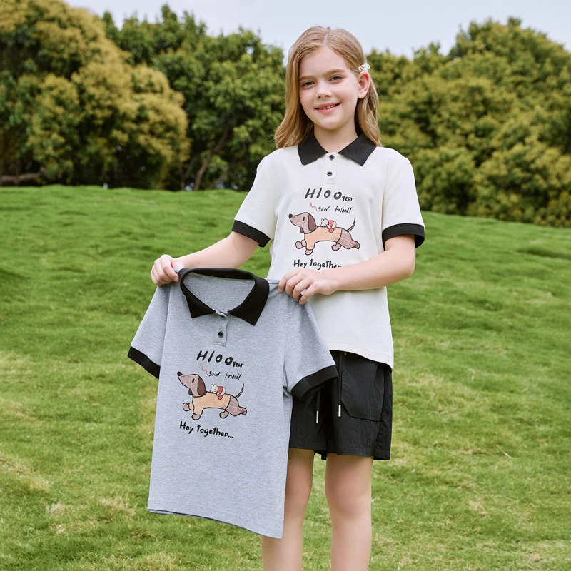 1897女童t恤儿童高品质独特洋气时髦中大童女孩宽松印花夏款童装