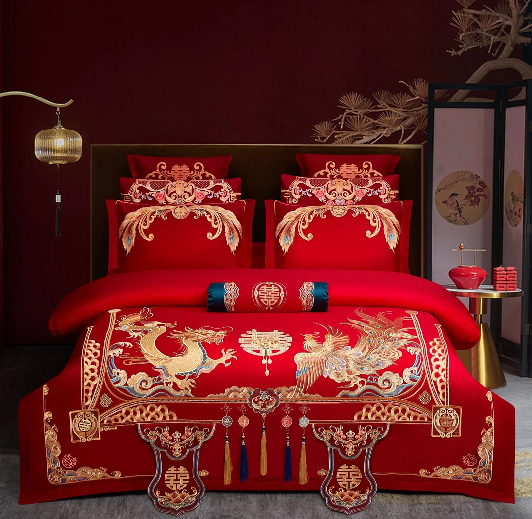 【喜洋洋/万里江山】高端刺绣结婚婚庆绣花喜庆婚被婚被中式松弛感