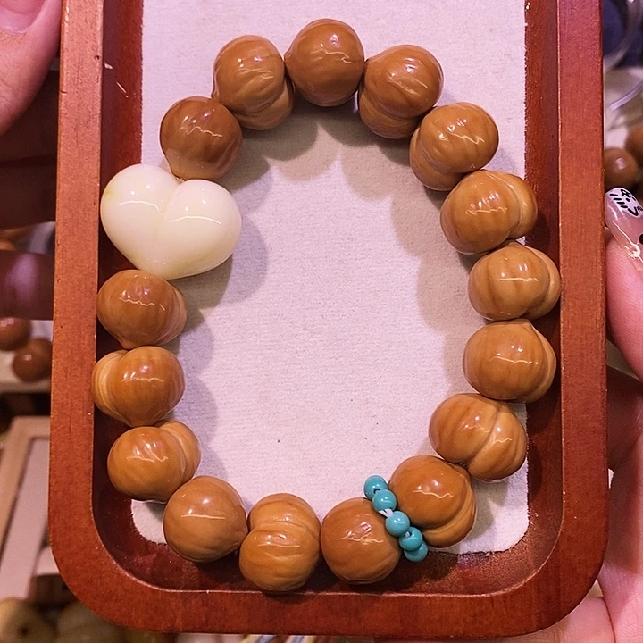 猴头核桃手串微微瑕聚宝盆17+手工屁桃手串