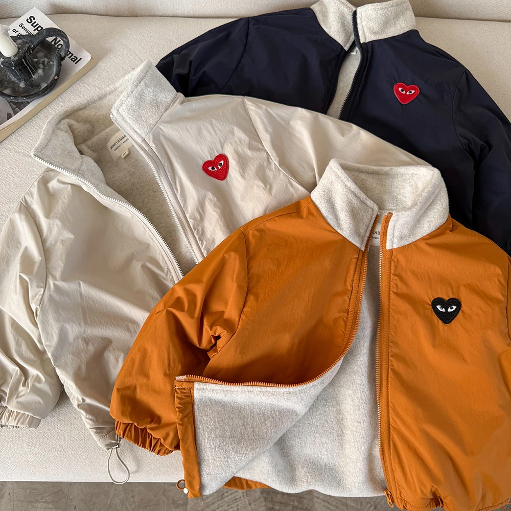 男童外套厚款加绒加厚款拉链男休闲风夹克3-7岁小童百搭刺绣夹克