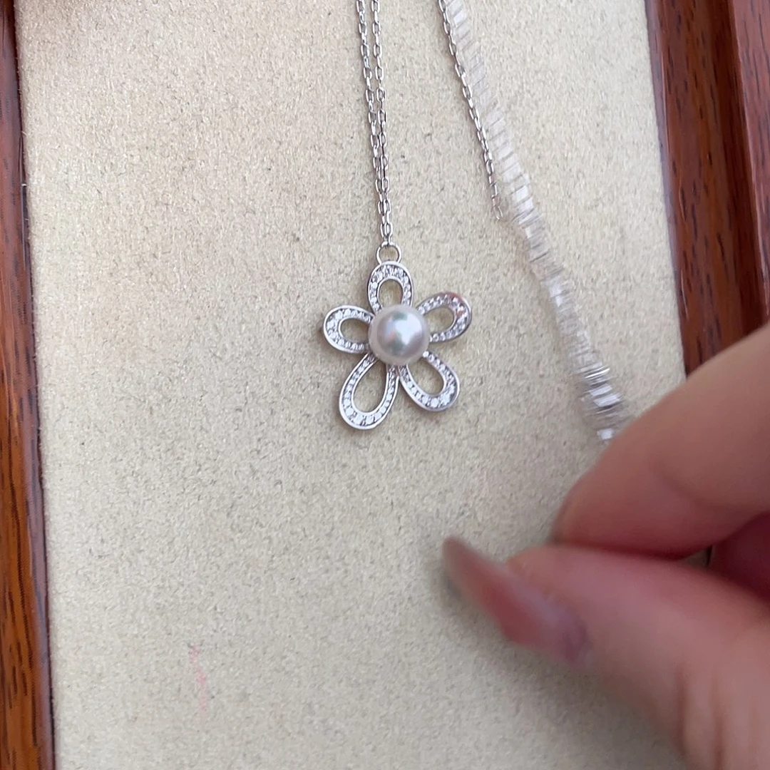 海水珍珠银S925镶嵌颈饰