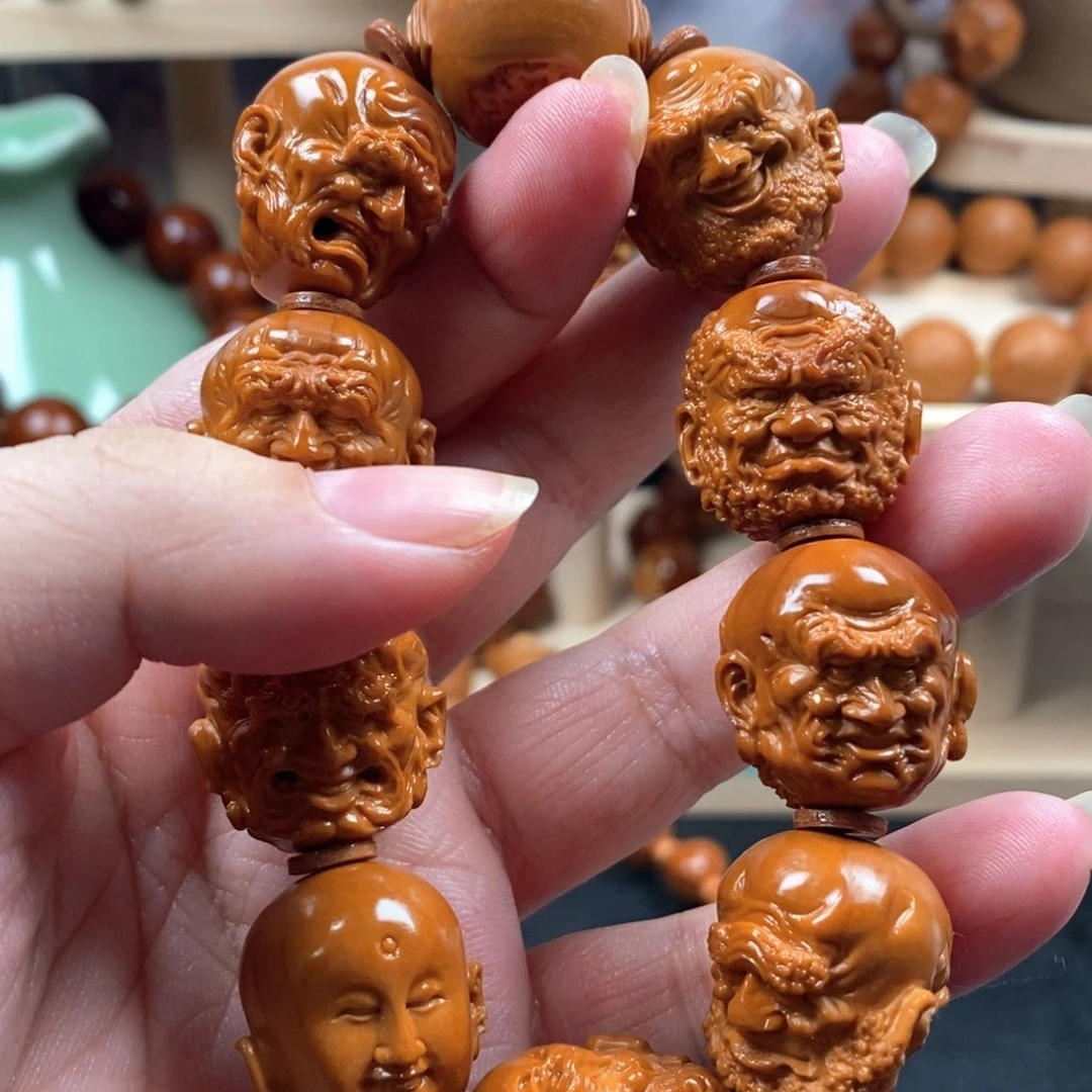 手串橄榄核双面梵相十八罗汉手串