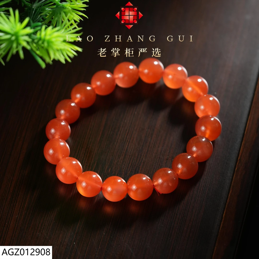 【老掌柜】南红冰红圆珠手串/AGZ012908