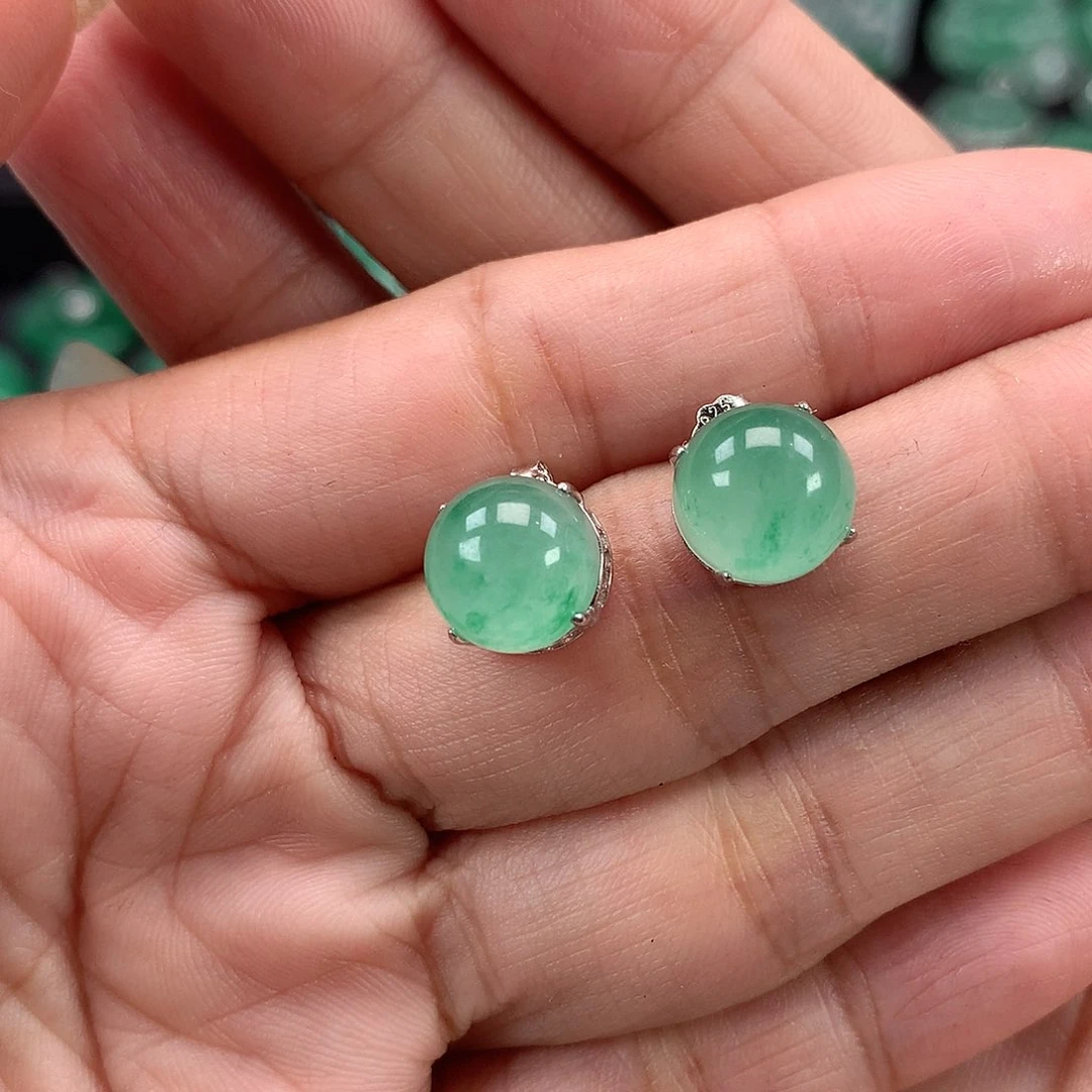 银S925镶嵌吊坠石英质玉（非洲翠）