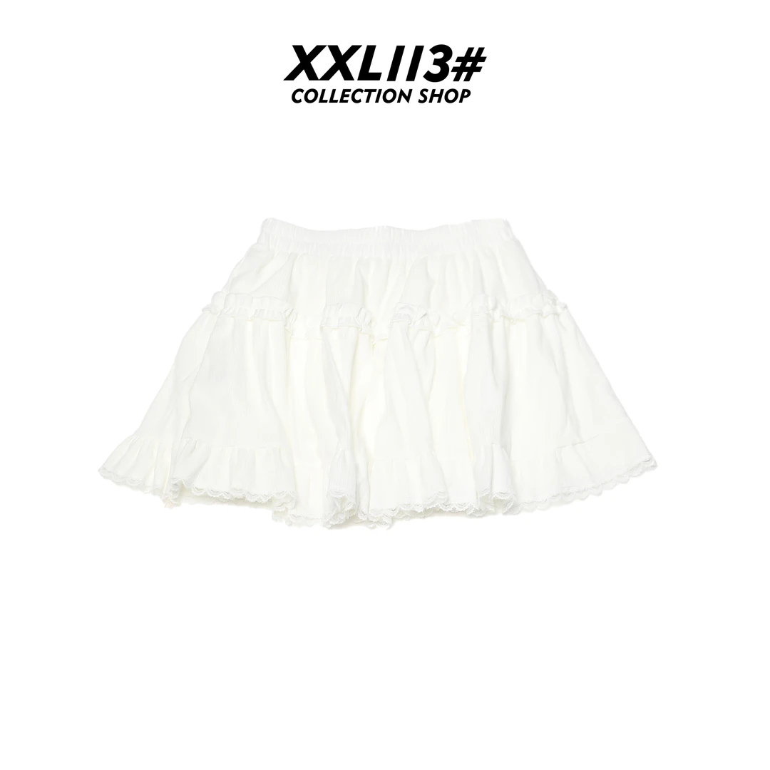 113* CENTRALIZED SHOP短裙蕾丝半身裙高腰白色短裙X5F13I6942